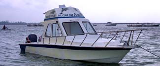 船に乗って沖に出ます